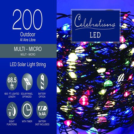 CELEBRATIONS LED Micro Multicolored 200 ct String Christmas Light Bulbs 16.24 ft. 37200CMR1